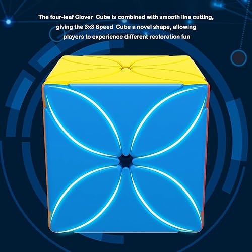 Miniatura 5 de AI-YUN Cubo de velocidad de trébol de 3 x 3, cubo mágico de trébol de 3 x 3 sin calcomanías, juguetes de rompecabezas de cubo torcido Skewb,