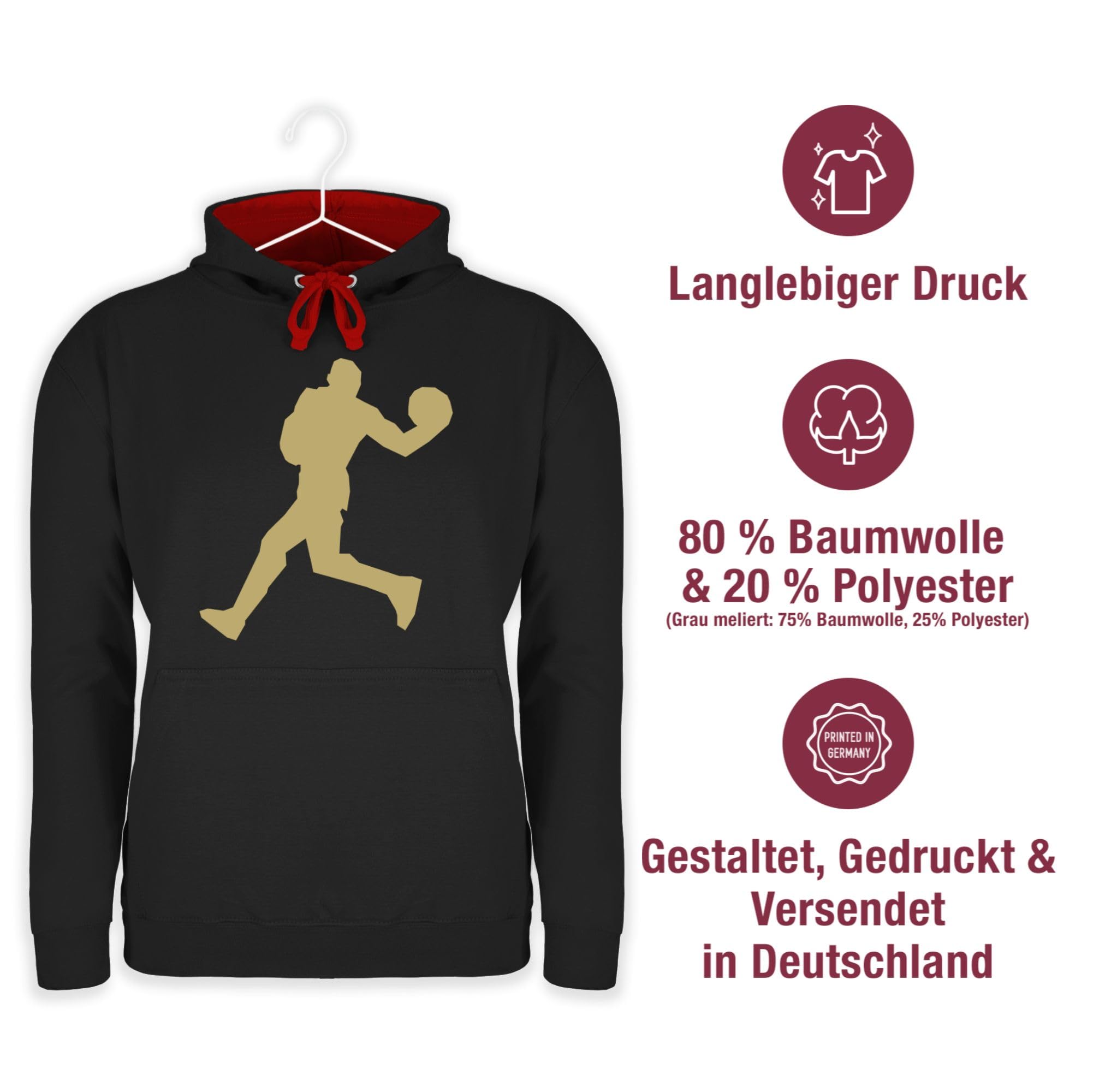 Shirtracer - Pullover Herren Frauen Hoodie Kontrast zweifarbig - Basketball Trikot Ersatz Training - Basketballer Gold