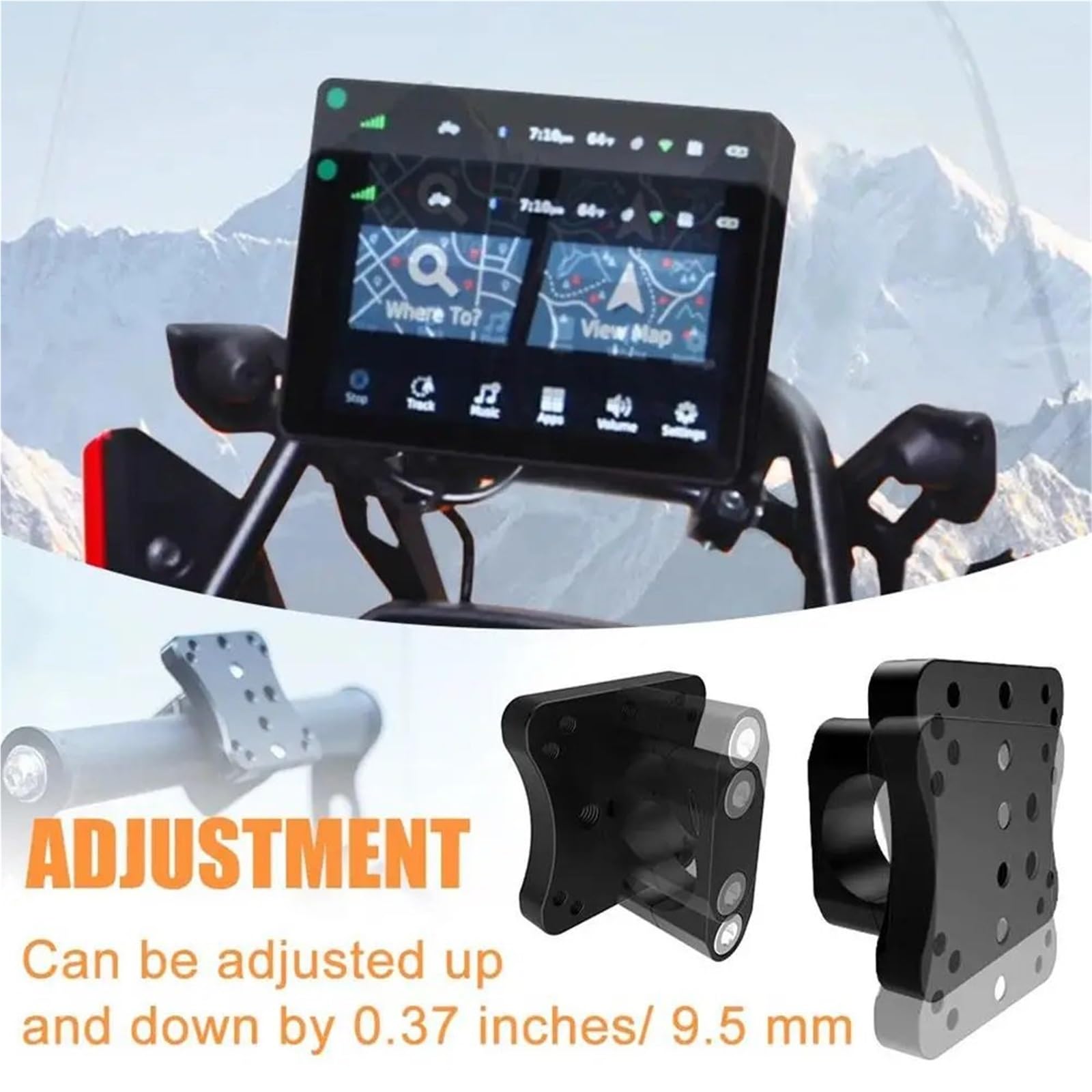 Supporto universale per navigatore GPS per moto da 12 mm, supporto per navigatore GPS per moto, supporto per manubrio GPS AMPS Supporto per navigatore per moto
