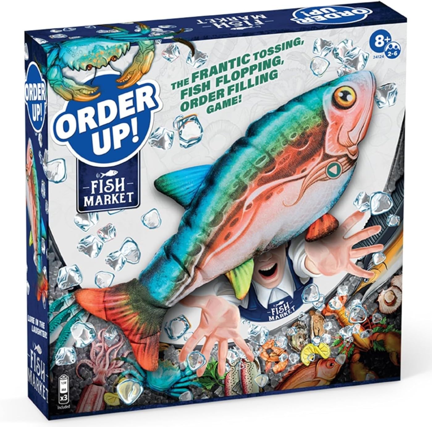 PlayMonster - Order Up! Fish Market - The Frantic Tossing, Fish Flopping, Order Filling Action Card Game, 2-6 Players Ages 8+