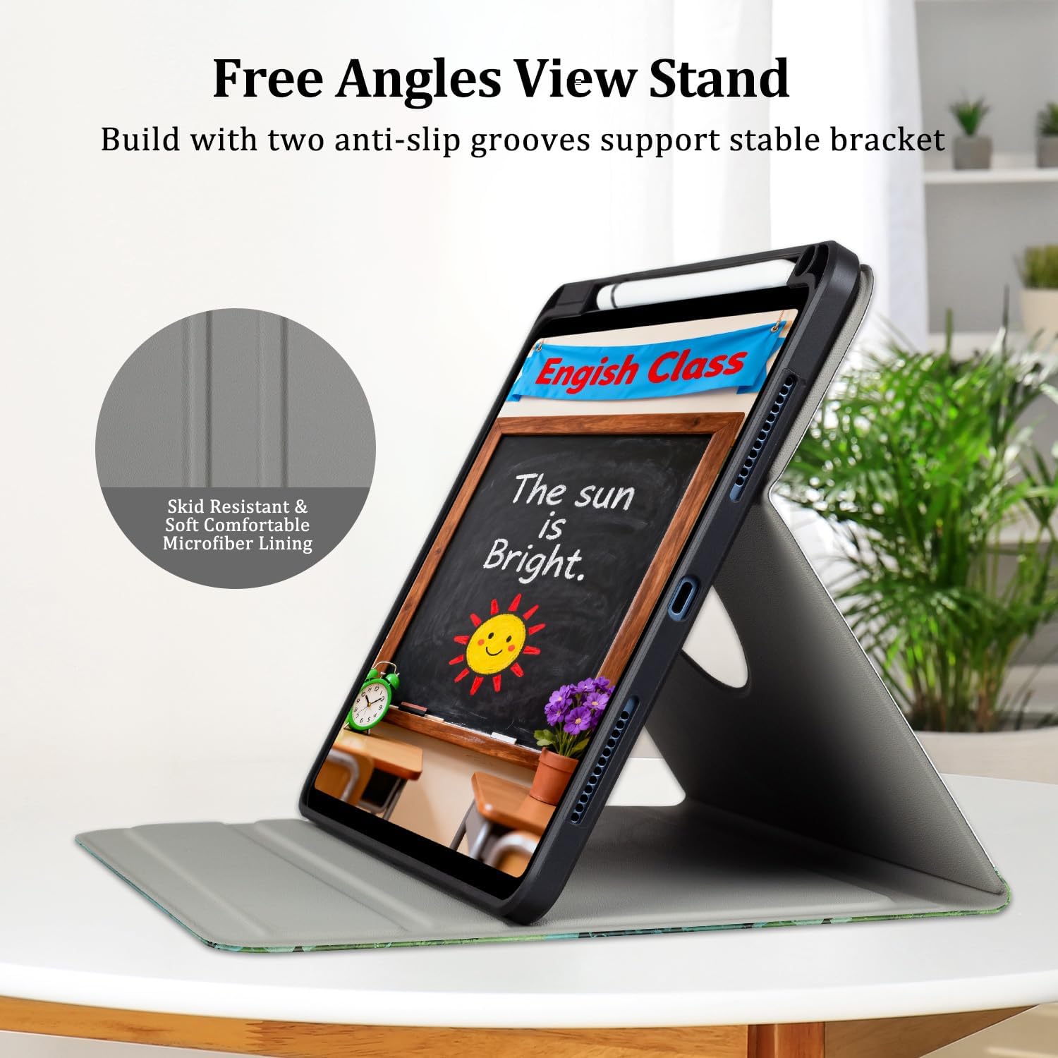 Lokigo Rotating Case for iPad (A16) 11th Generation 11 Inch 2025, iPad 10th Generation 10.9 Inch 2022, Build with Pencil Holder, Support Touch ID, 360 Degree Smart Stand Cover, Green Forest