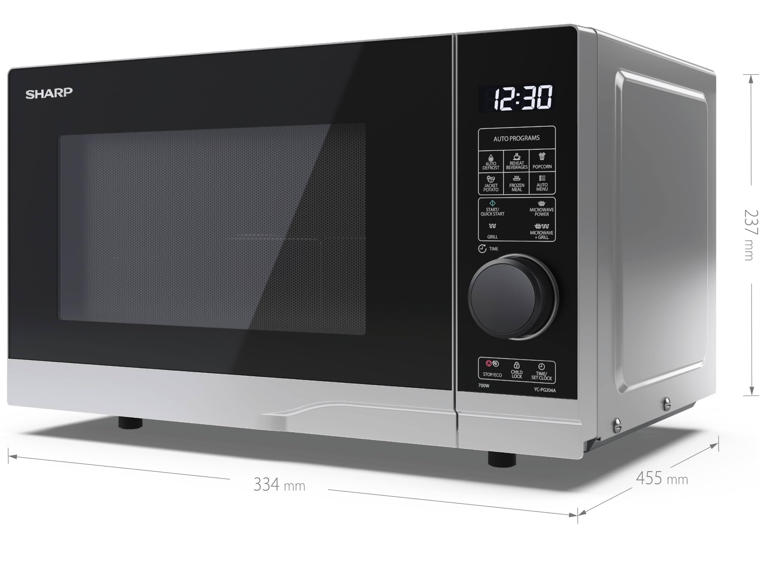 SHARP YC-GG02E-B - Four À Micro-Ondes 20L 800W Contrôle Numérique Grill Noir