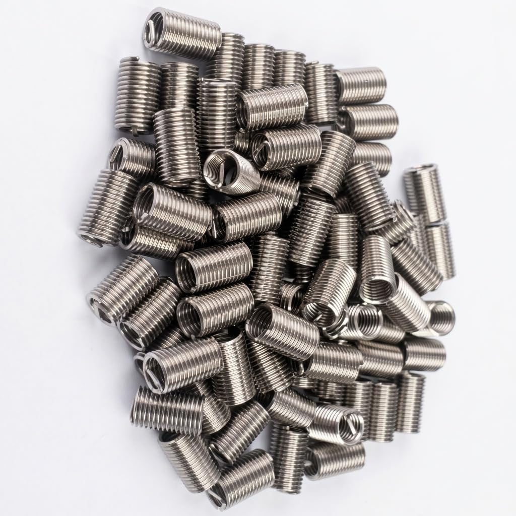 M8 x 1.25mm x 3D Helicoil Wire Inner Thread Inserts, Coiled Wire Helical Screws, 304 Stainless Steel, Metric, 70Pcs