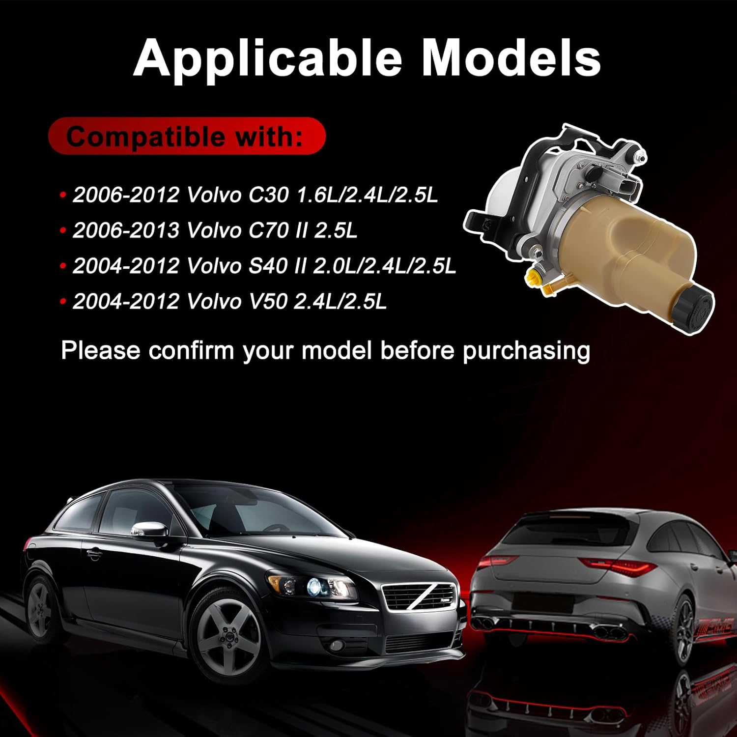 Electric Servo Power Steering Pump Compatible with 2004-2013 Volvo C30, C70 II, S40 II, V50 - Electric Power Steering Pump Replace for 36050678 36000116, 36000772, 36000801, 36001485