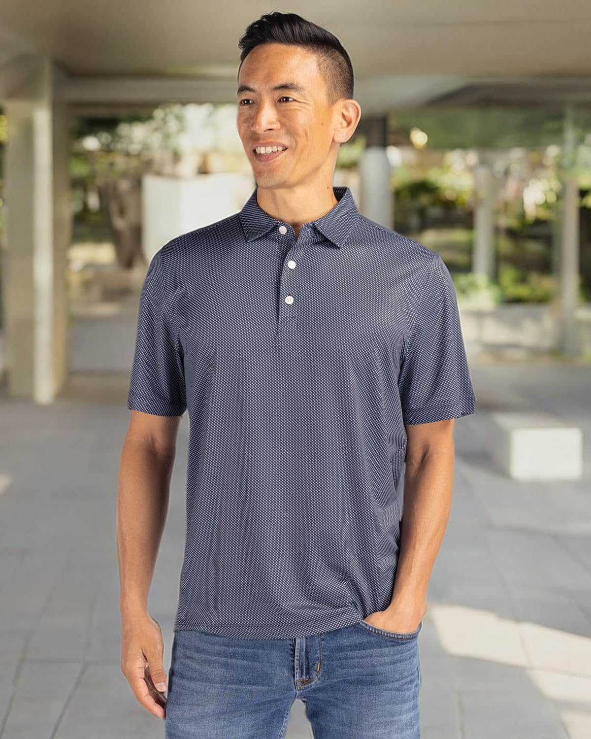 Cutter & Buck Pike Eco Symmetry Print Stretch Recycled Mens Big & Tall Polo - Image 7