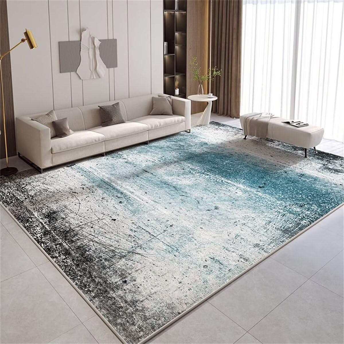 Tapis enfant bleu gris 120x180cm anti-poussière pour sa chambre