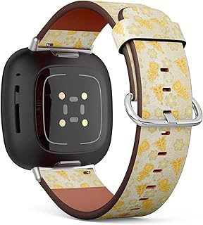 CJBROES Replacement Leather Watch Band, Compatible with Fitbit Versa 3 and Fitbit Sense of Wristband Bracelet Accessory - Texture Golden Christmas Decorations