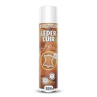 RIEM - Cuir 300 ml - Spray Nettoyant et Protecteur pour Cuir - Pour Canapés, Fauteuils, Sièges de Voiture, Vestes, Sacs, Chaussures - Nettoie - Nourrit - Protège - Atténue les Griffes et les Taches