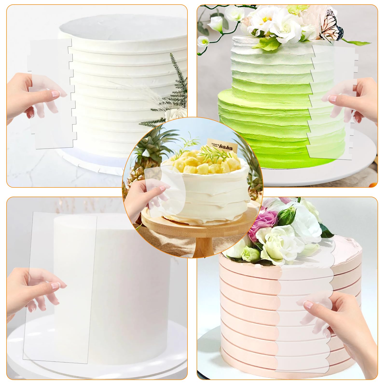 6 Raschietti Per Torte In Acrilico Trasparente - Spatole Per Decorare