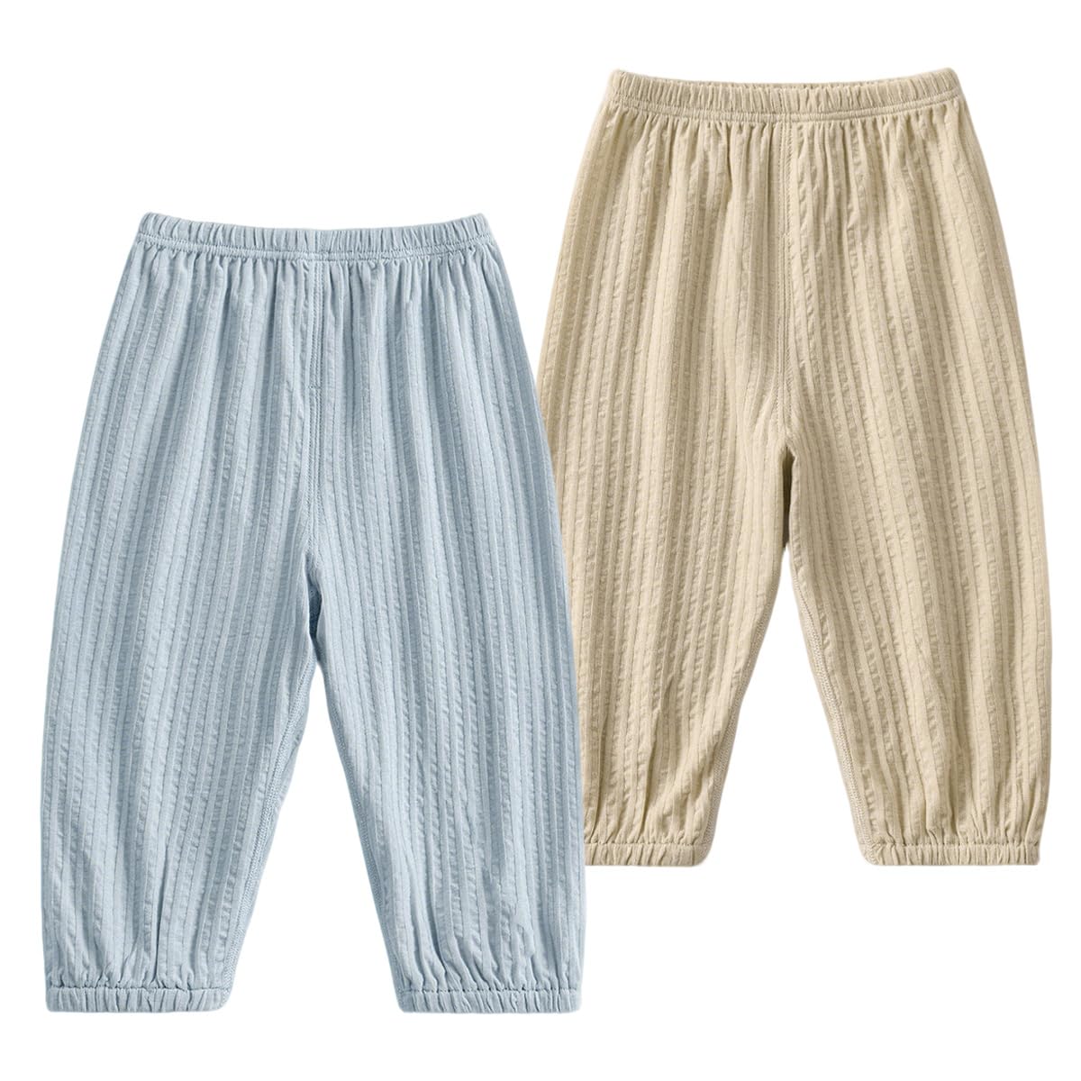 Confezione da 2 Pantaloni Lunghi Estivi in Cotone per Neonati e Bambini, Pantaloni Harem Sottili Jogger della Tuta Casual da Casa, Leggeri e Traspiranti, 6 Mesi-4 Anni