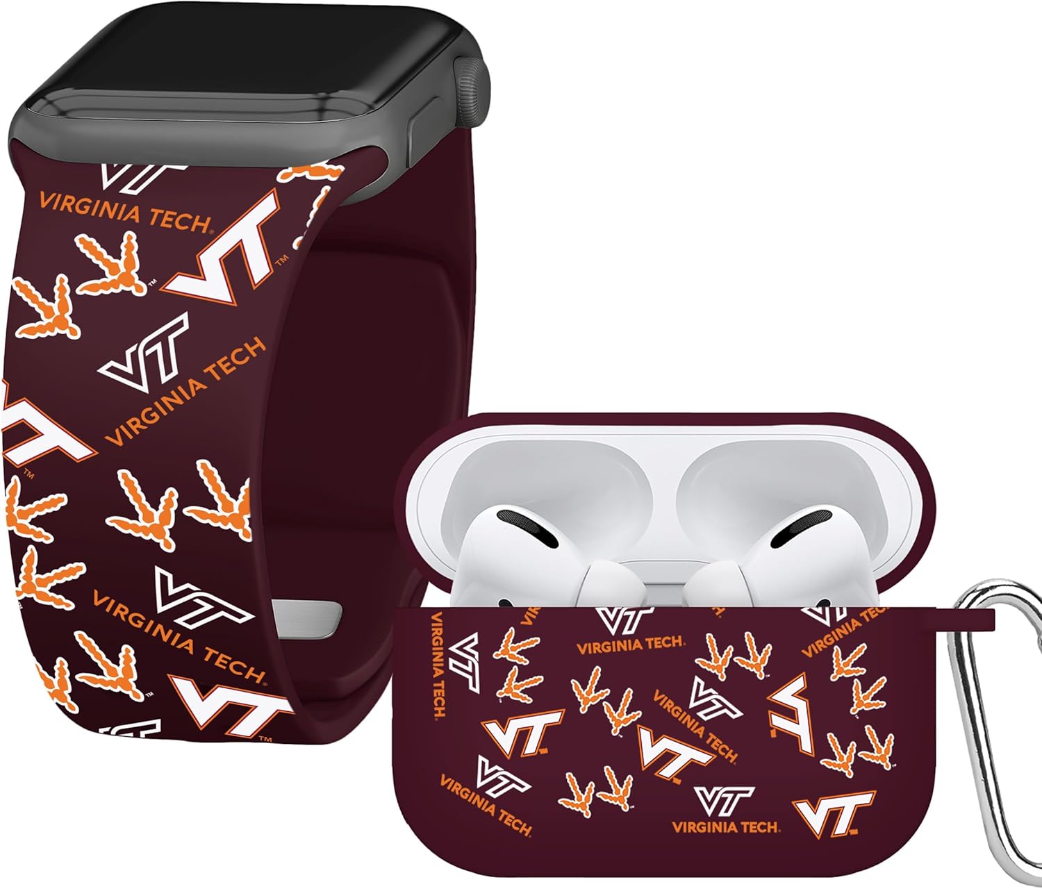 AFFINITY BANDS Virginia Tech Hokies HD Combo Package Compatible with Apple Watch and AirPods Pro (38/40/41mm (42mm Series 11) Long Random)