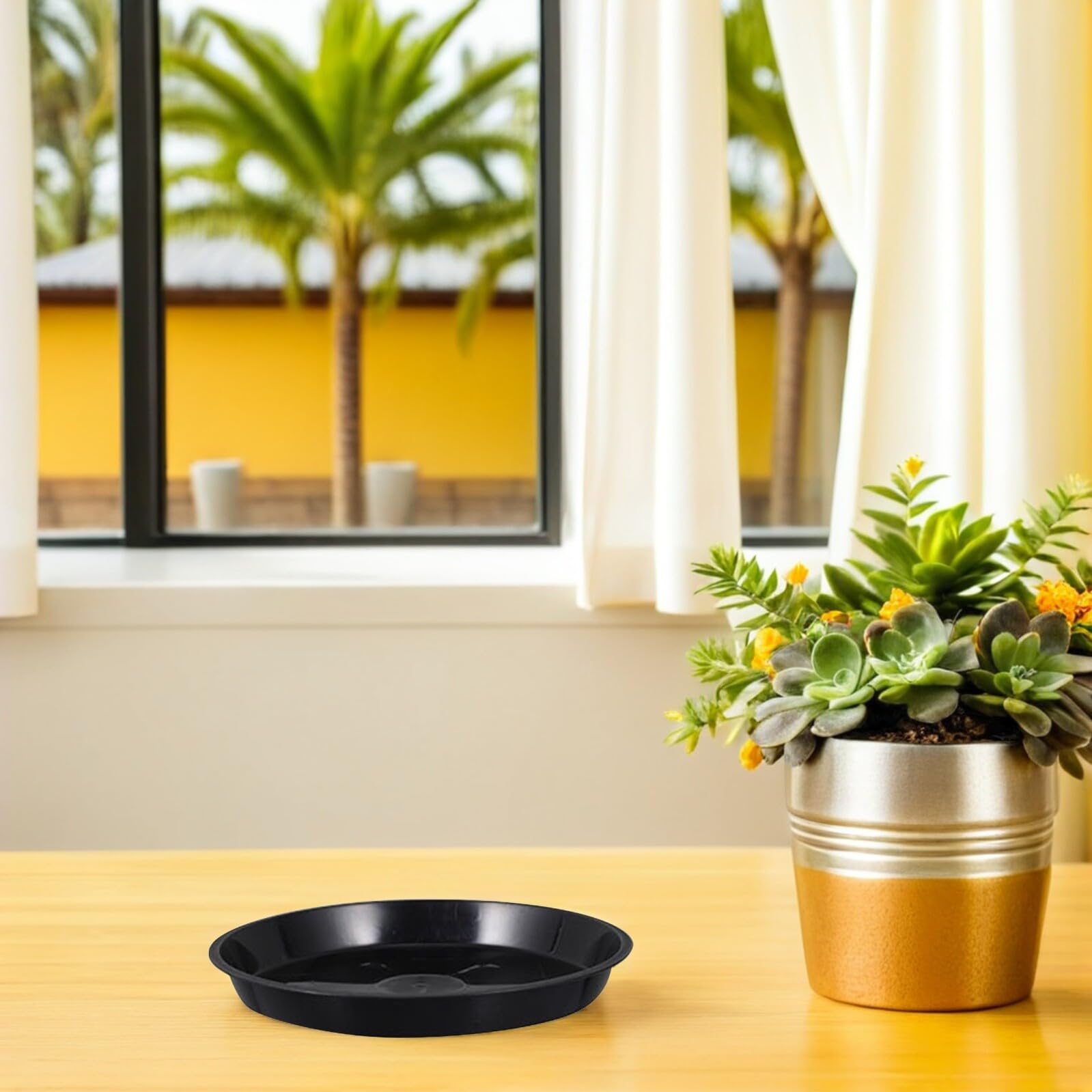 UPKOCH 30 Bandejas para Macetas Redondas de Plástico Negro 23 CM Platos para Plantas Recogedor de Agua Ideales para Jardinería Interior y Exterior Protección de Suelos y Mesas