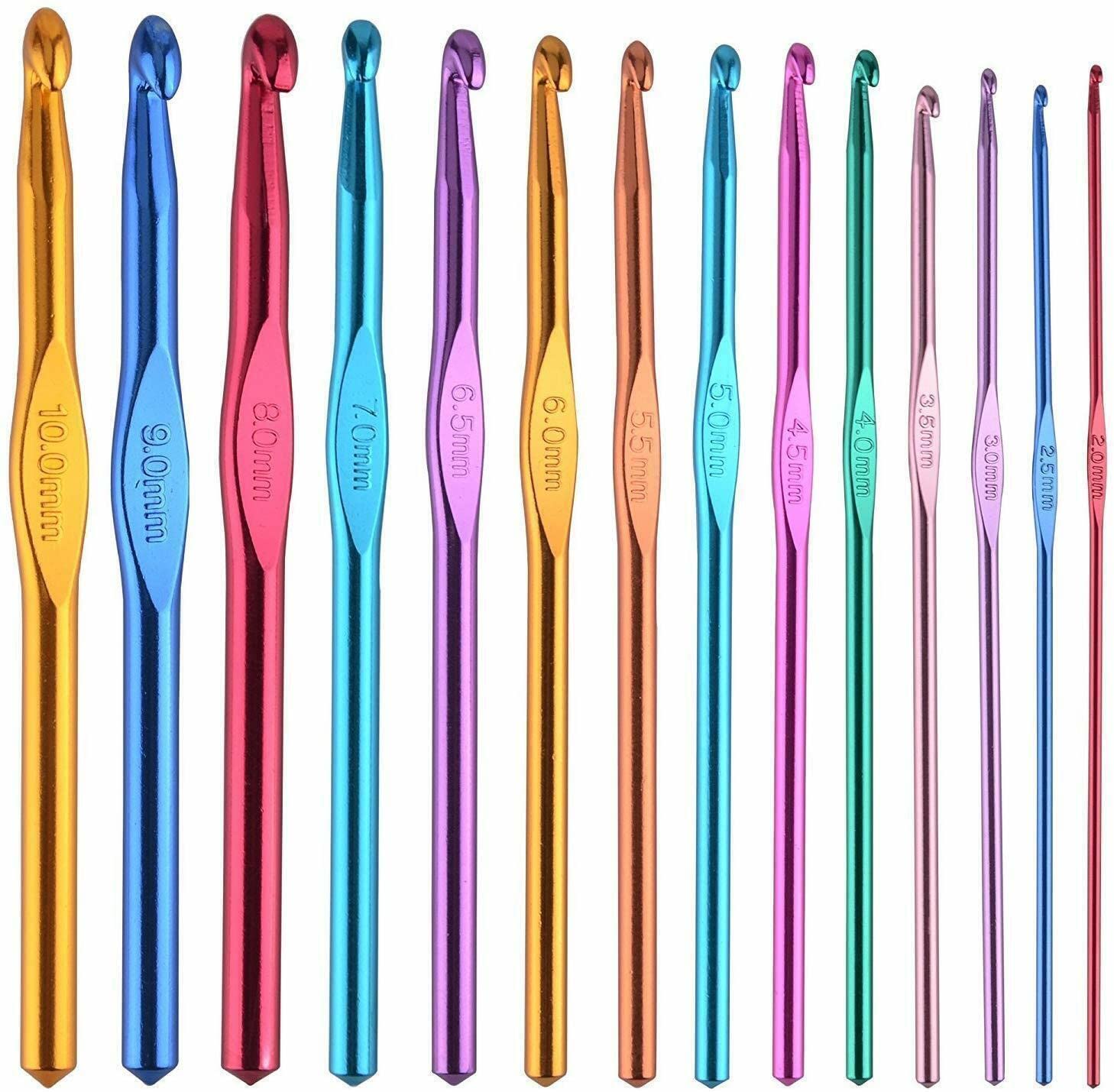 Aarnav Multicolor Aluminum Crochet Hooks Knit Weave Craft Yarn Sweater Woolen Clothes | Metal Crochet Hook Multicoloured 2Mm To 12Mm Craft Crochet Knitting Needles 15Cm(6Mm)
