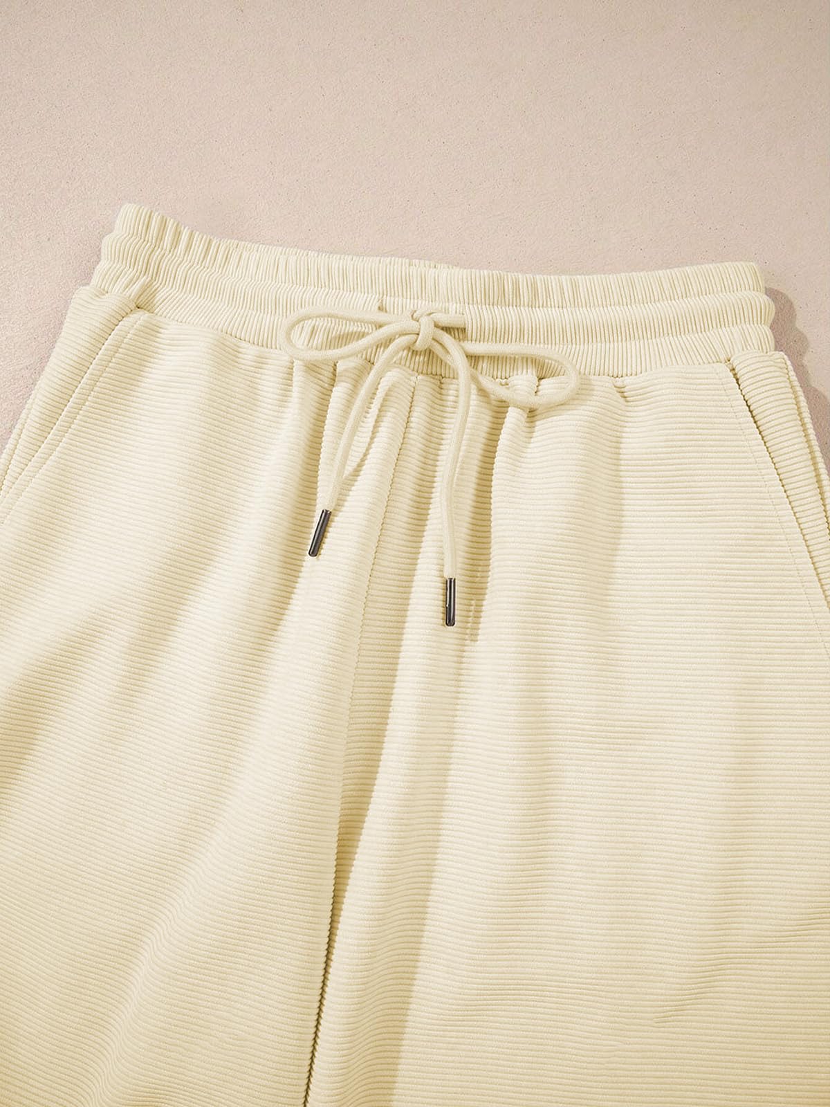 Conjunto de descanso para mujer, manga con volantes texturizados, parte superior con cremallera y pantalones de pierna ancha, conjunto diario de dos piezas — view 6