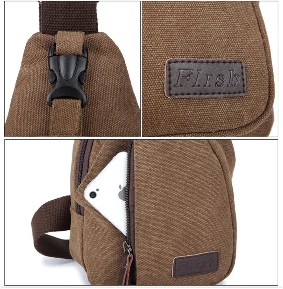 Crossbody Sling Backpack Canvas Small Sling Bag Hiking Daypack Rucksack for Men Women Outdoor Cycling Travel - Image 9