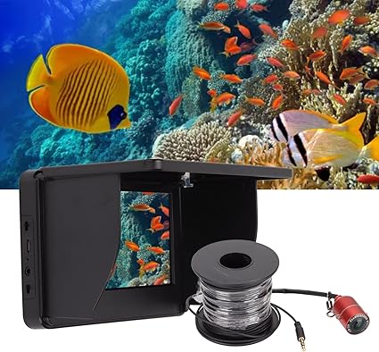La cámara de pesca submarina cuenta con una pantalla LCD de 5 pulgadas, resolución HD, visión de 190° y cable de 30 metros. Ideal para pescadores y agricultores.