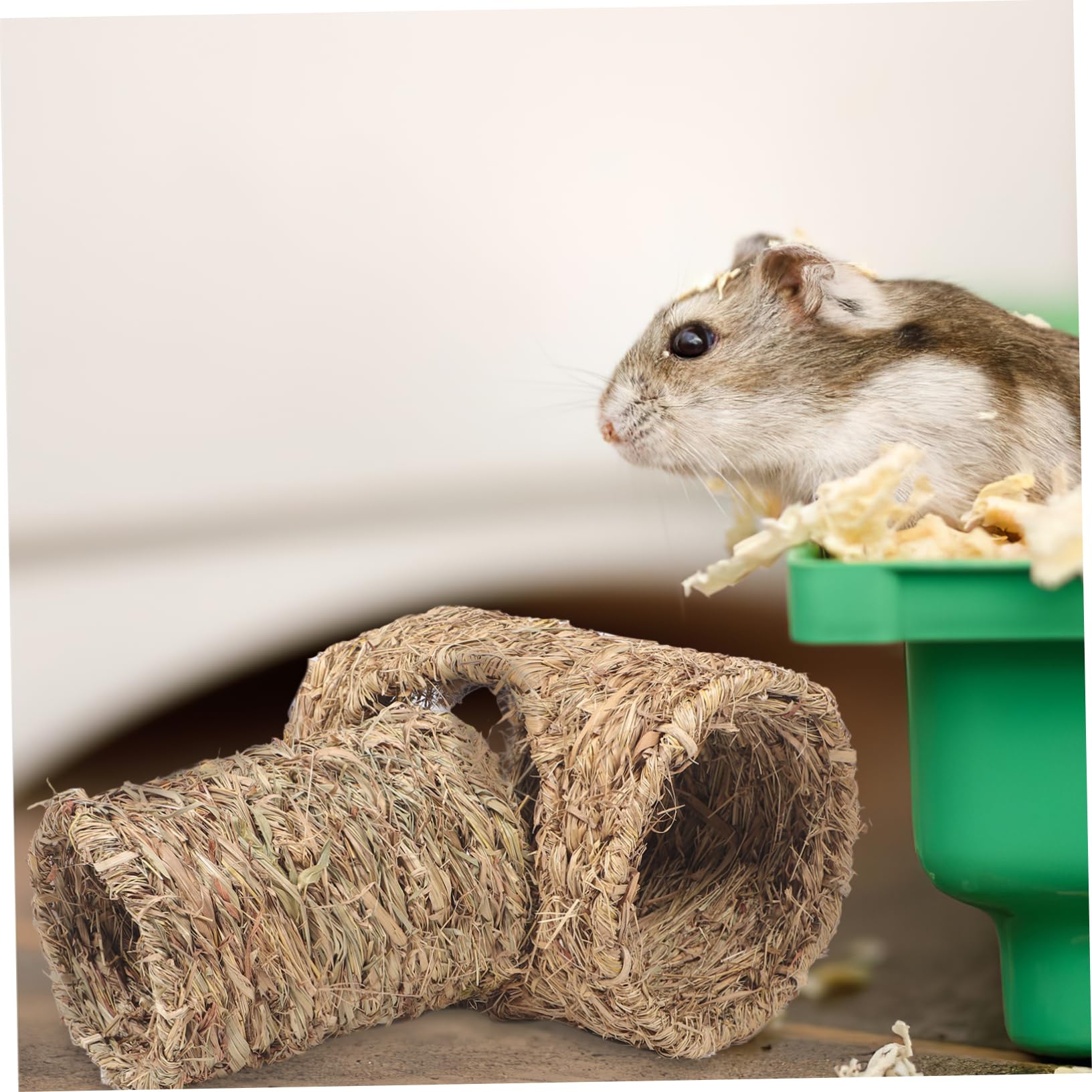 2 Stück Hamstertunnel Spielzeug aus Stroh für Hamster und Papageien
