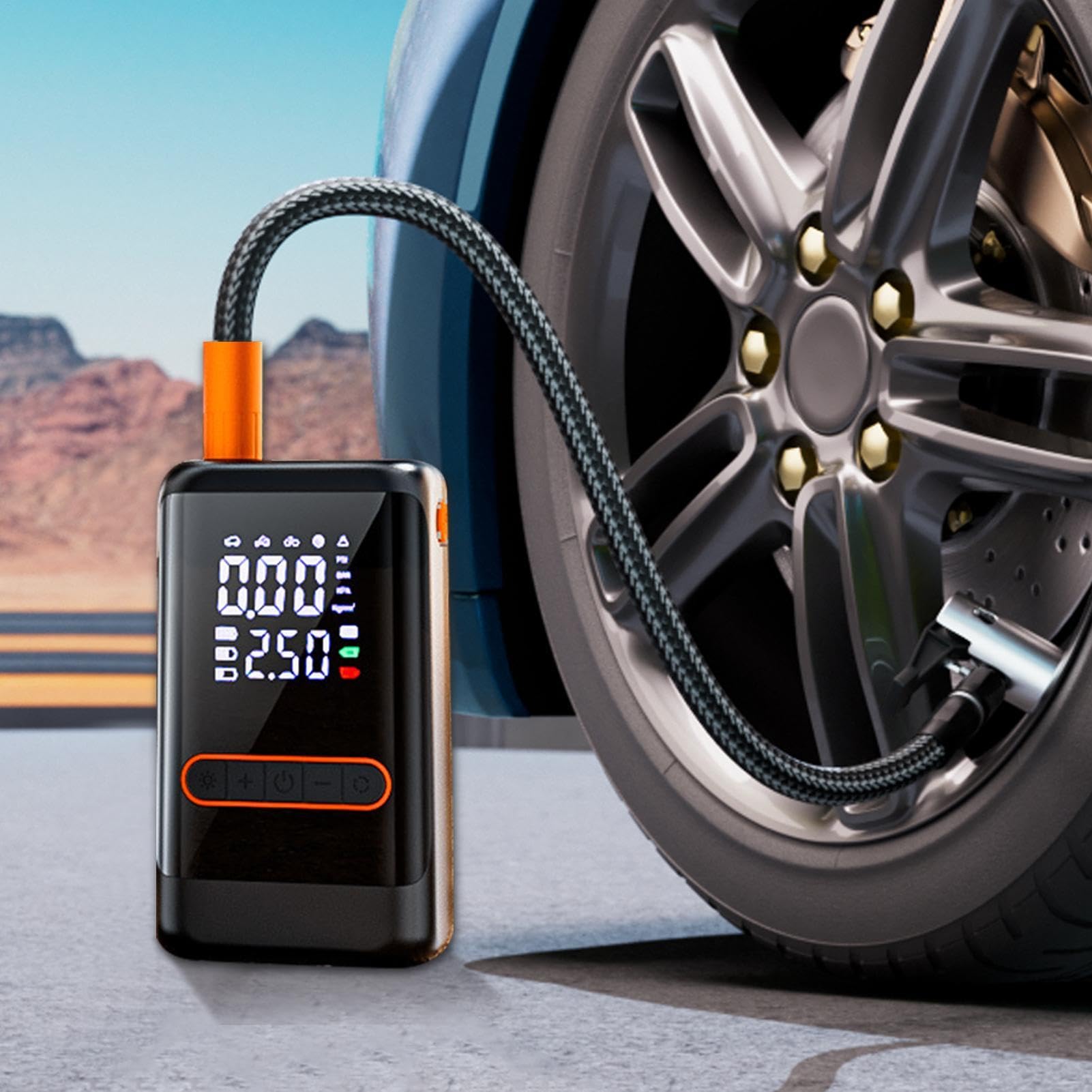 Compressore Aria Per Auto Alimentatore con spegnimento automatico per uso | Compressore Aria Portatile Gonfiaggio Pneumatici Veicolo, Portatile, Spegnimento Automatico