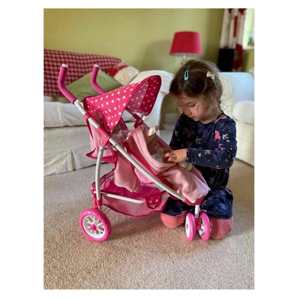 Roma Dotty Tandem Poussette Double pour poupées Rose à Pois