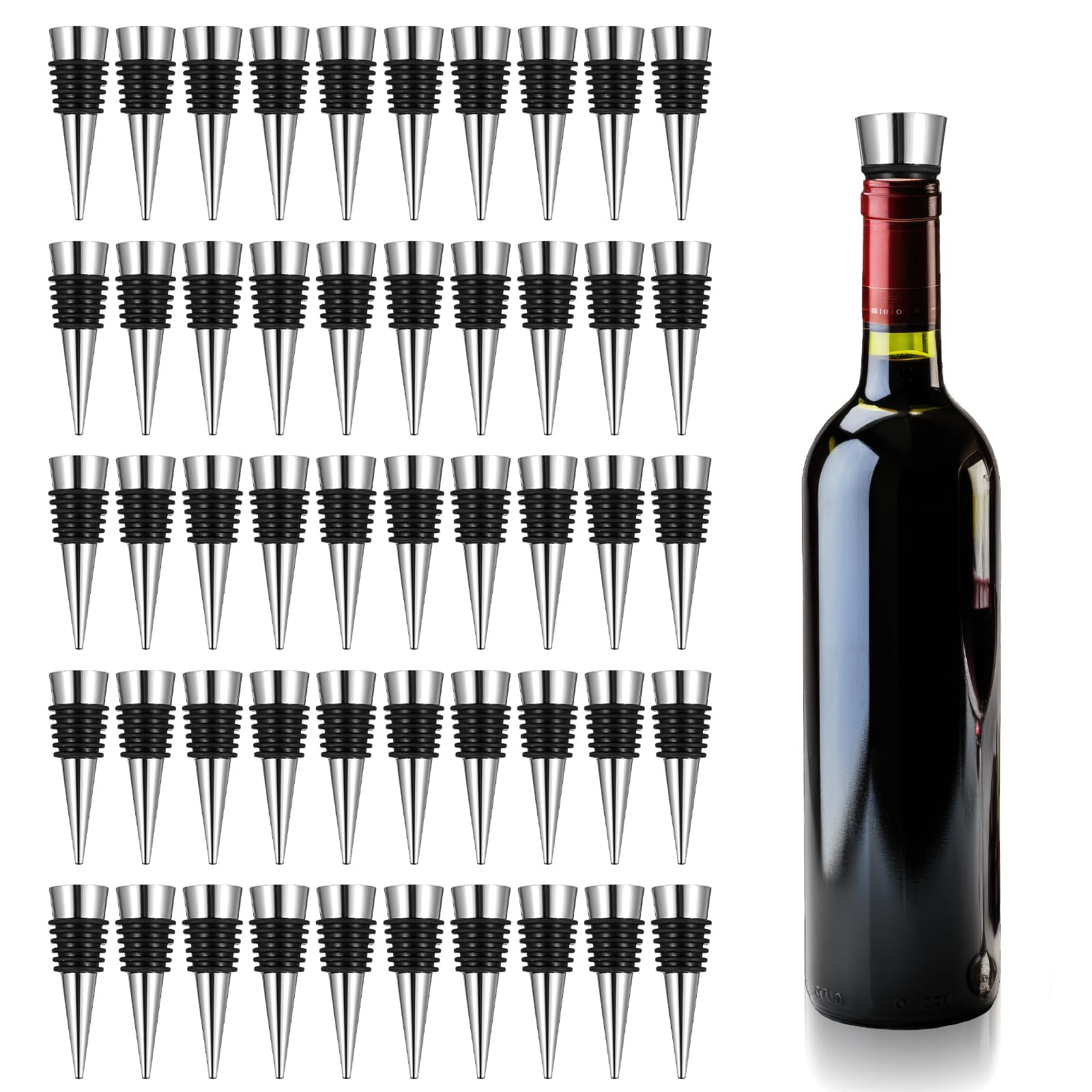 WLLHYF - Tapones de vino reutilizables decorativos para botellas de vino (50 unidades, incluye tapones de silicona reutilizables para botellas de vino