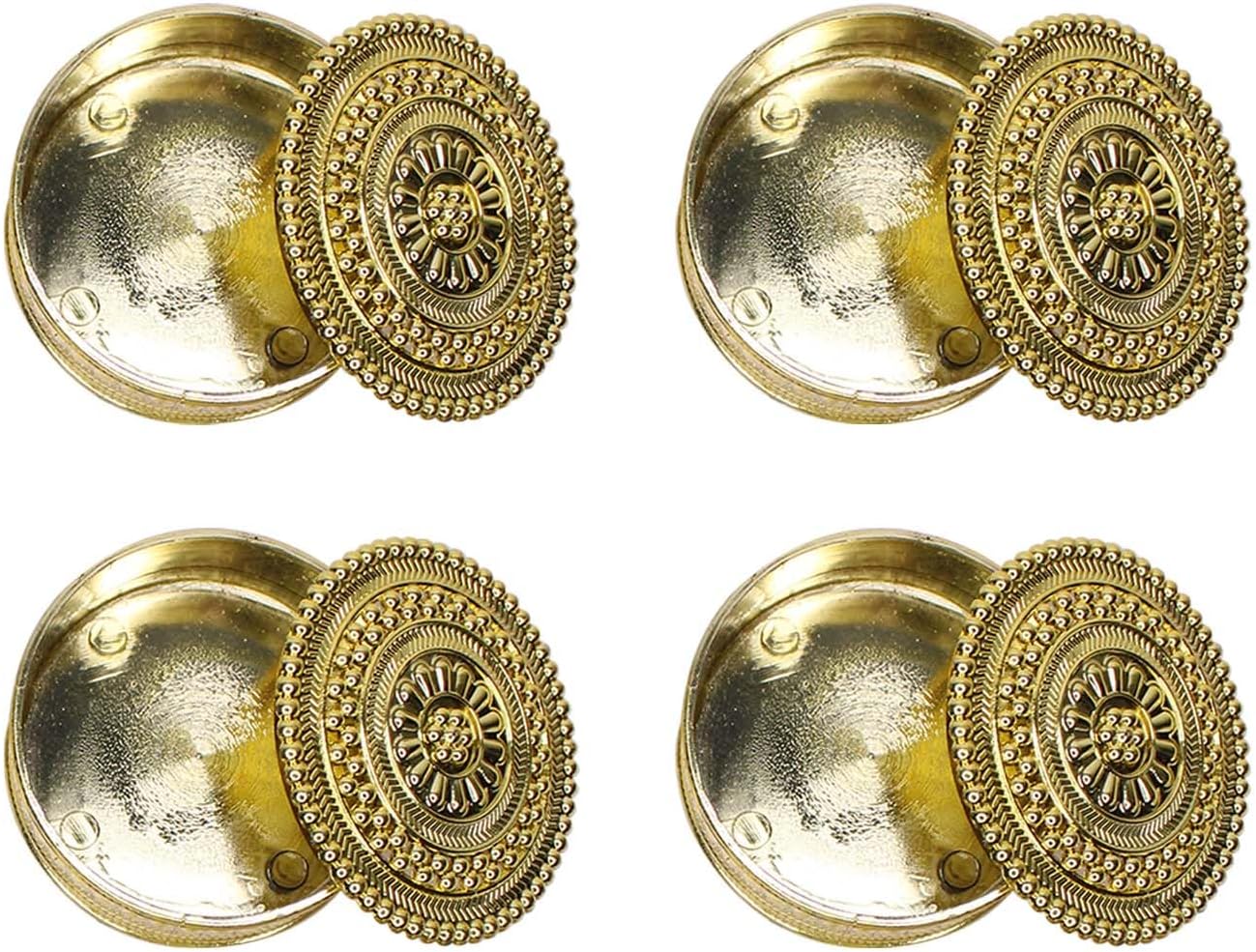 GLAN Decorative Box for Mini Storage, Wedding Decoration Gift Box Ring Jewellery Box for Home Use Small Sindoor/Kumkum Dabbi Set of 4Pcs Golden Pack of 1
