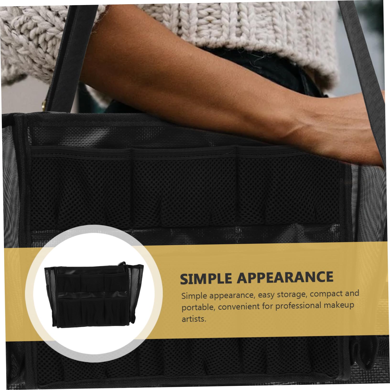 VALICLUD Tragbare Kosmetiktasche für Visagisten mit Großem Fassungsvermögen aus Mesh Wasserfest und Einfach zu Verstauen für Make Up Pinsel und Professionelle Nutzung