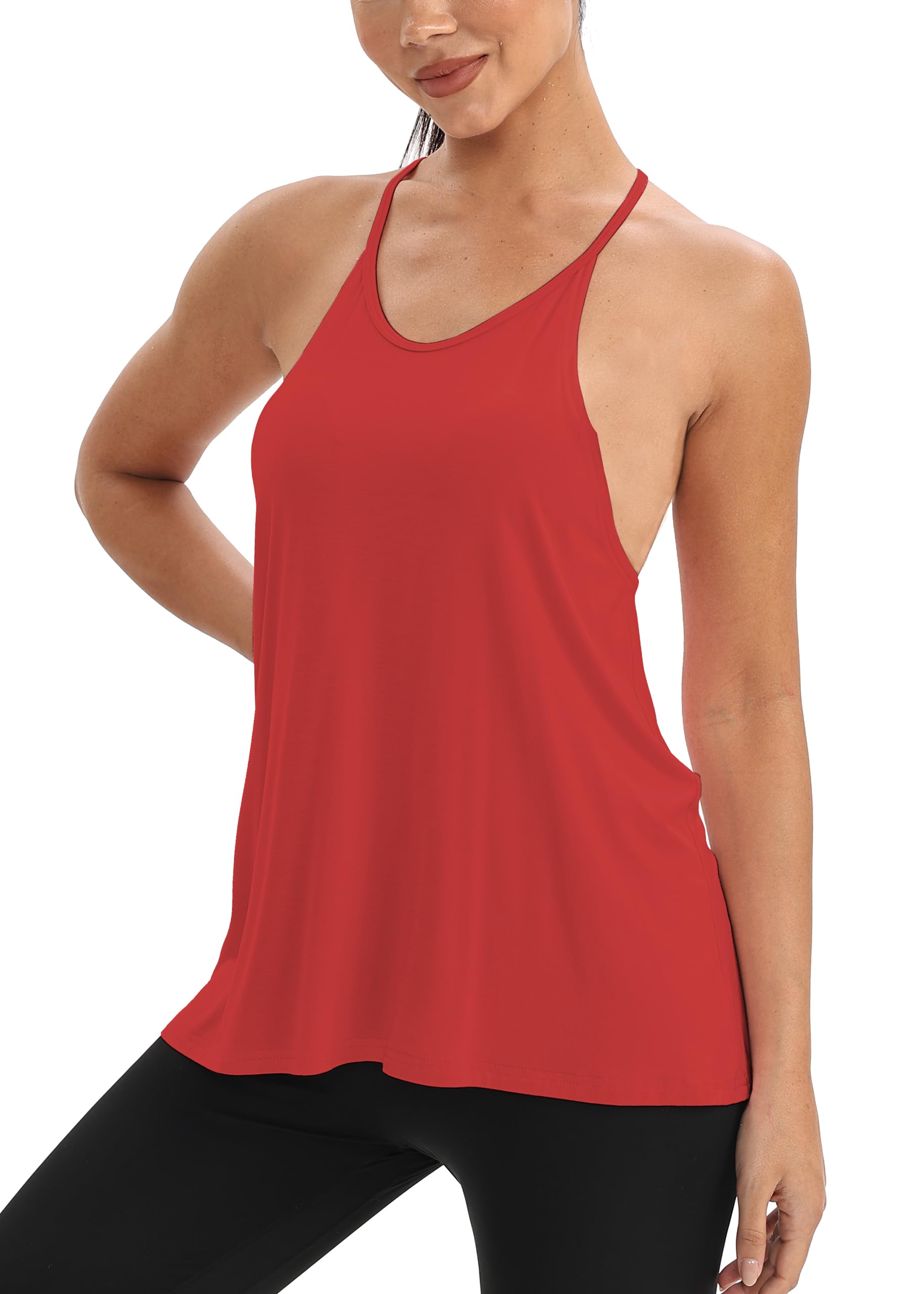 Mippo Camisetas de entrenamiento para mujer, espalda cruzada, espalda abierta, ropa de gimnasio
