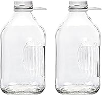 Vista 14 de The Dairy Shoppe Botella de vidrio para leche de vidrio pesado con tapa de 48mm, estilo cremería (64 oz/1 pk, media galón)