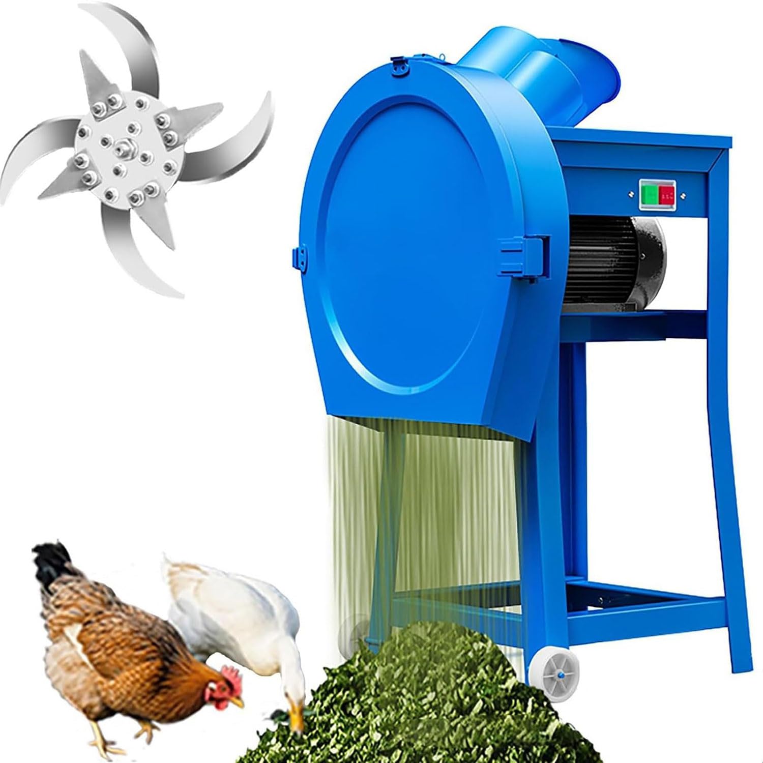 Trituradora de pasto Picadora de pasto para corte, Molino de alimento para animales de 2500 W, Molinillo de alimento para animales de alta resistencia de 4000 RPM, Espesor