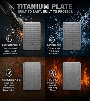 4X Titanium Crypto Seed Storage Plates Lazer Engraved Punchable and Etchable Cold Wallet for Secure Offline Backup of Bitcoin Ethereum & Cryptocurrency Mnemonic Recovery Phrases