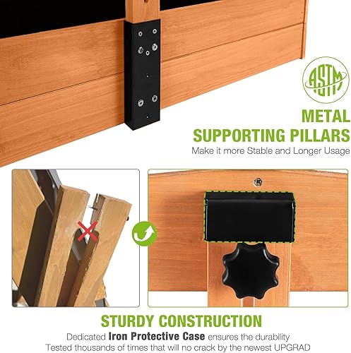 Miniatura 4 de Caja de arena grande para niños con toldo, arenero con 2 asientos plegables, para niños de 3 a 8 años