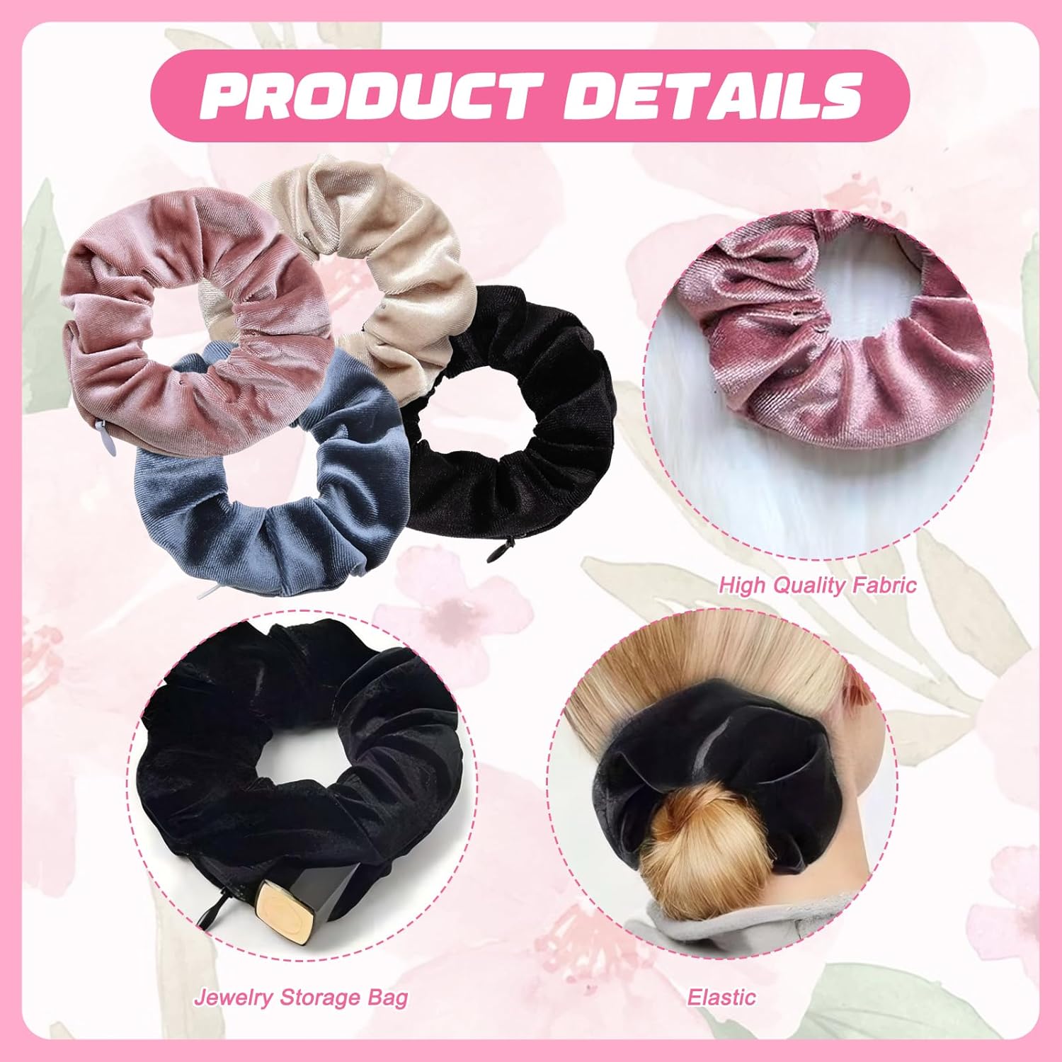 Stylisch und Praktisch: 4er Set Samt Haargummis mit Reise-Tasche für Damen