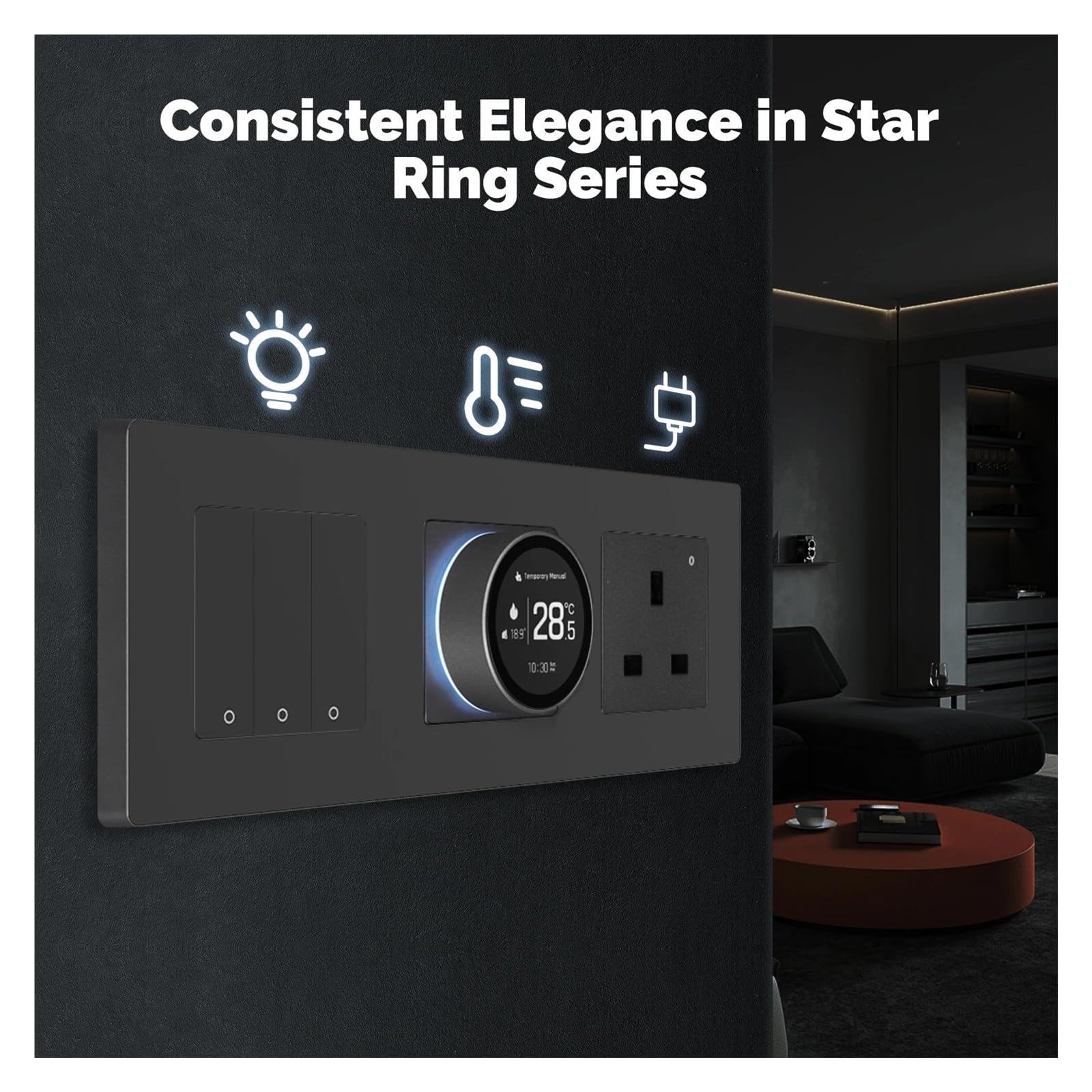 Inteligentny termostat, Inteligentny termostat z pokrętłem, regulator temperatury Star Ring Series, kocioł wodny, ogrzewanie elektryczne(Electric Heat GY)