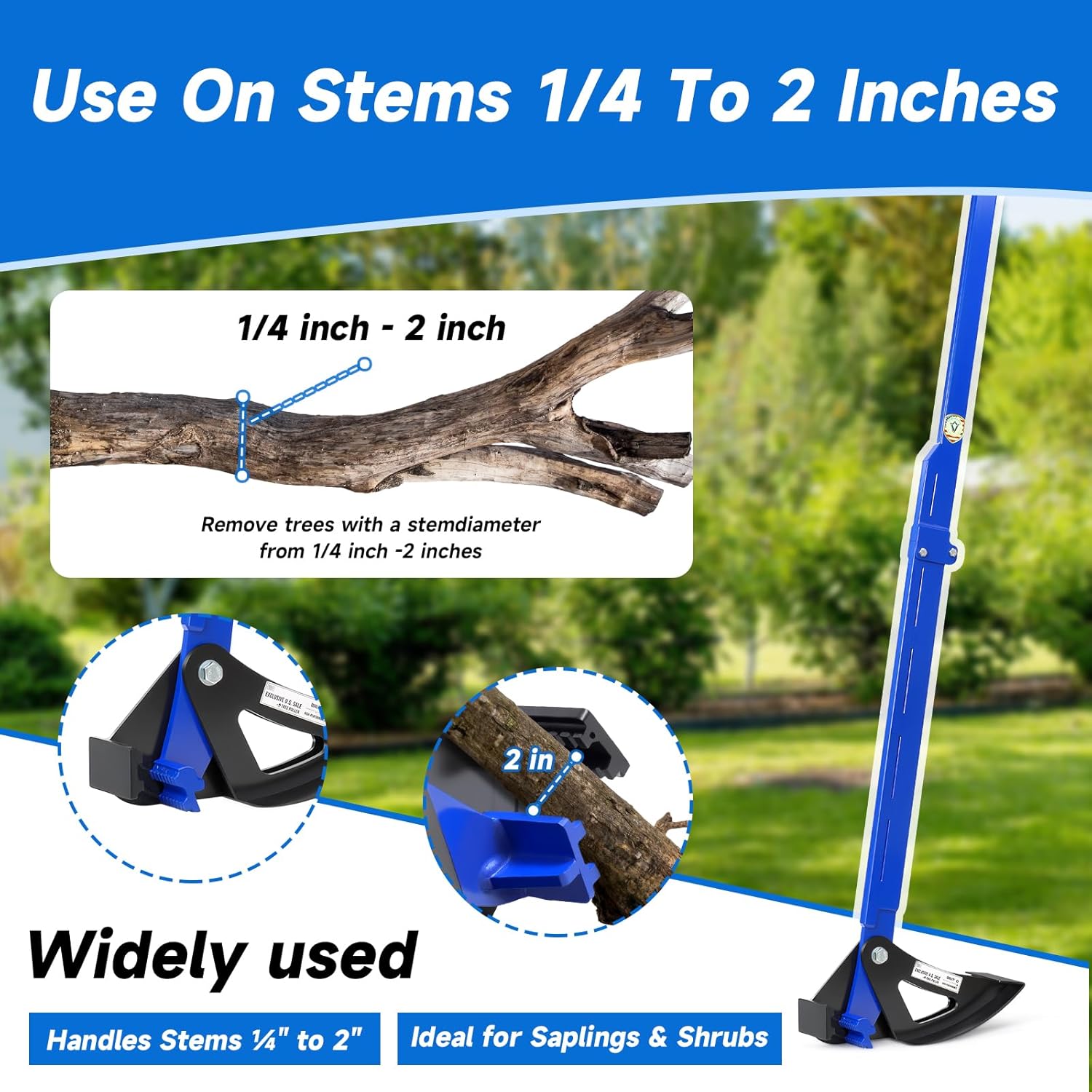 Sapling Puller Tool - Heavy Duty Tree Root Puller for ¼ to 2" Woody Stems | Fully Uproots Trees & Shrubs | Ergonomic Garden Tool for Landscaping, Farming, Forestry