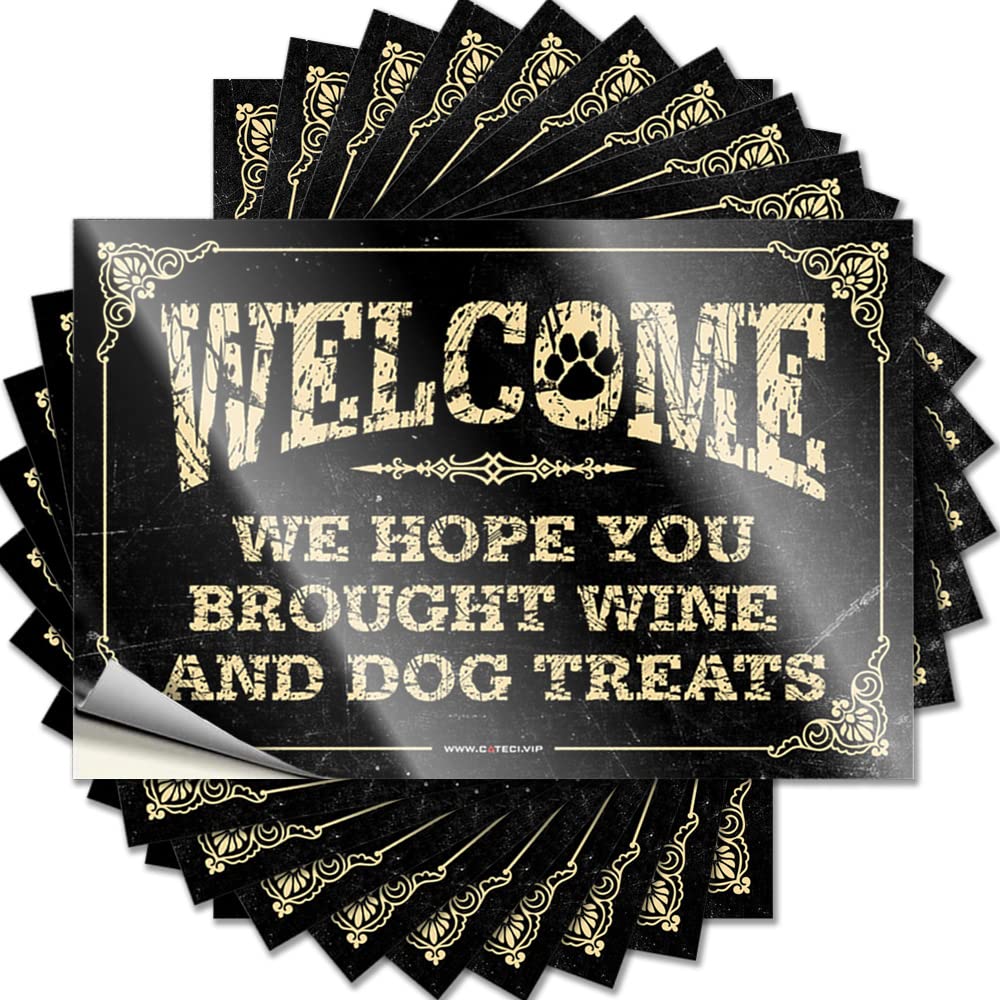 Stickers Outdoor Fall Decor Gamer Love Bottle We Hope You Brought Wine and Dog Treats - Scratch Resistant Stickers(12X18CM)