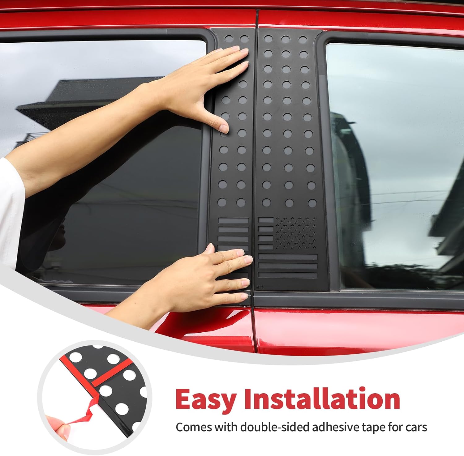 Linskip Aluminum Door Window Pillar Cover Compatible with Chevy Colorado & GMC Canyon 2023 2024 2025+, B-Pillar Overlay Trim for Colorado Exterior Accessories(Flag Black)