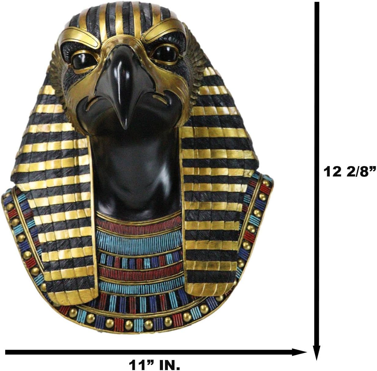 Ebros Gift Egyptian Mythology God Horus Falcon Ra Wall Decor Plaque Figurine 12.25" High in Classical Black and Gold Finish Gods of Egypt Deity of War and Sky Heru Sculpture