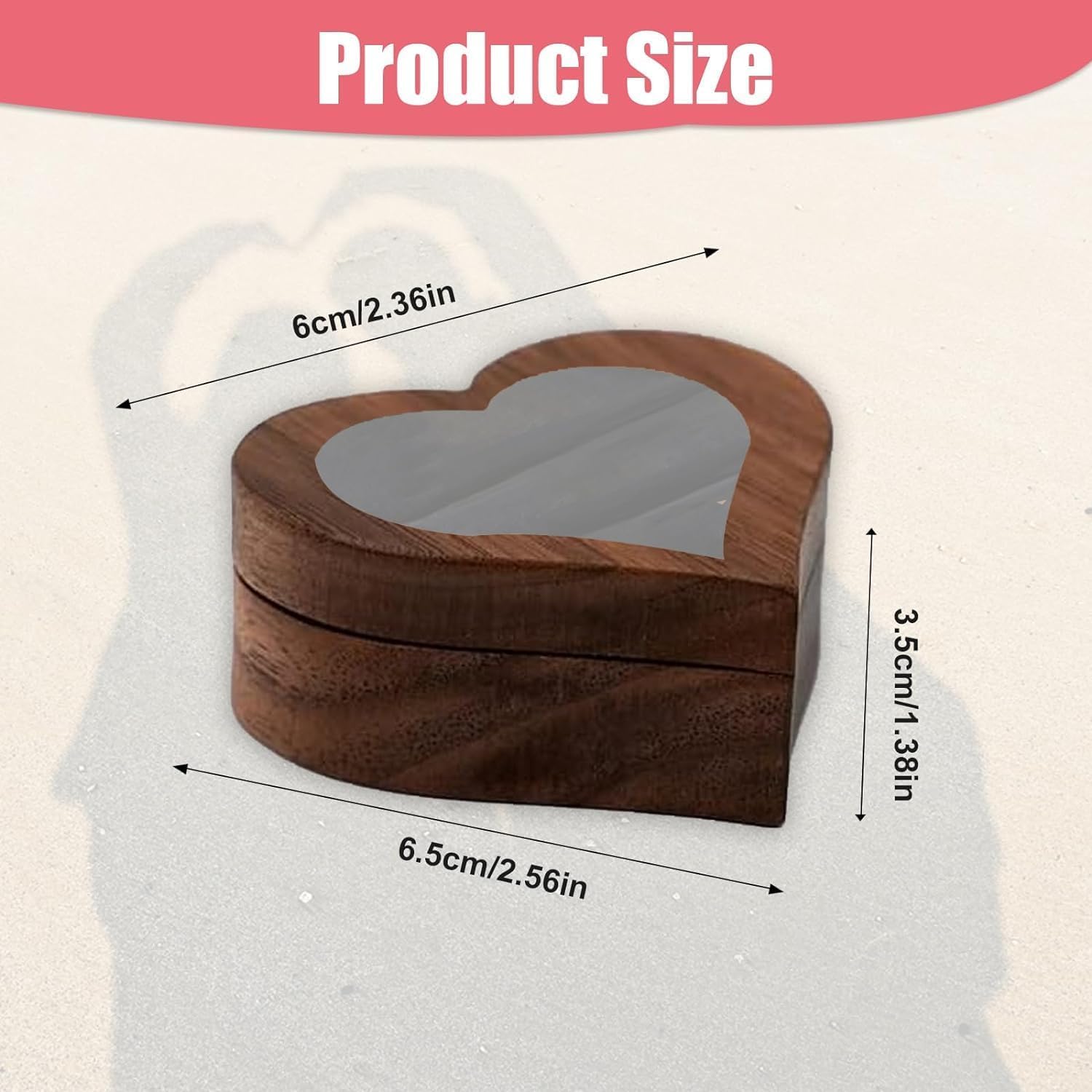 Scatola per Anelli in Noce con Doppia Fibbia Fidanzamento a Cuore Propone scatole per Anelli in Velluto Scatola per Gioielli Custodia per Anello con Finestra visibile