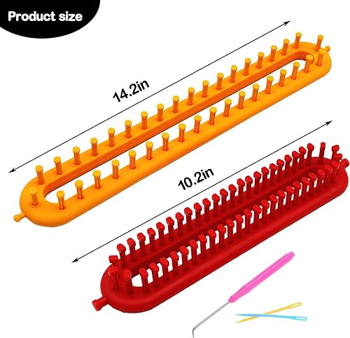 Miniatura 6 de Kit de bufanda de telar de tejer de 10.2 pulgadas, telar de tejido de plástico rojo de 14.2 pulgadas, telar de tejido de plástico amarillo, kit de