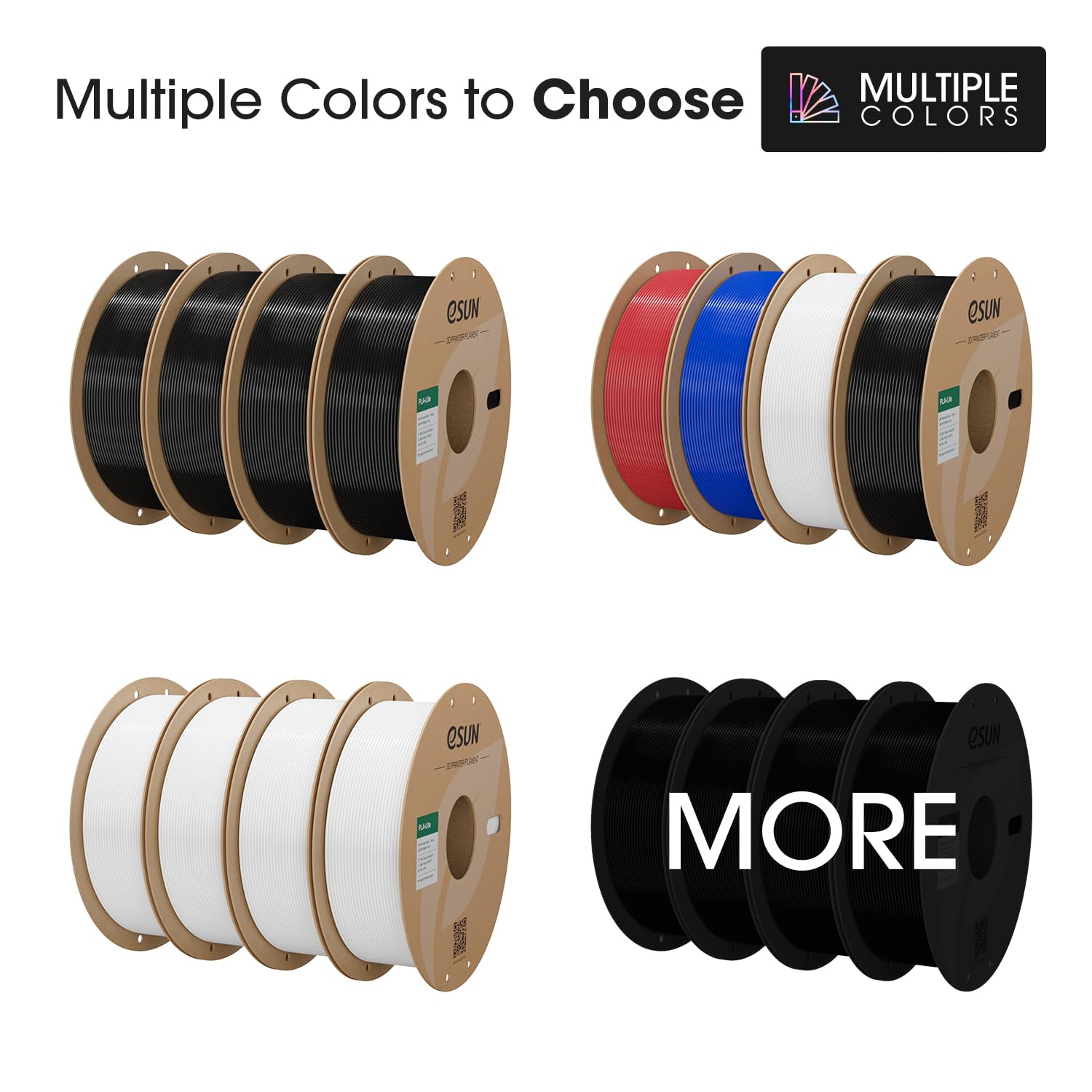 eSUN PLA Lite Filamento 1,75mm,filamento modificato4kg Rosso BluBianco Nero | Precisione dimensionale +/- 0,03 mm. Stampa fluida e veloce senza intasamenti. Materiale premium per stampanti 3D FDM.