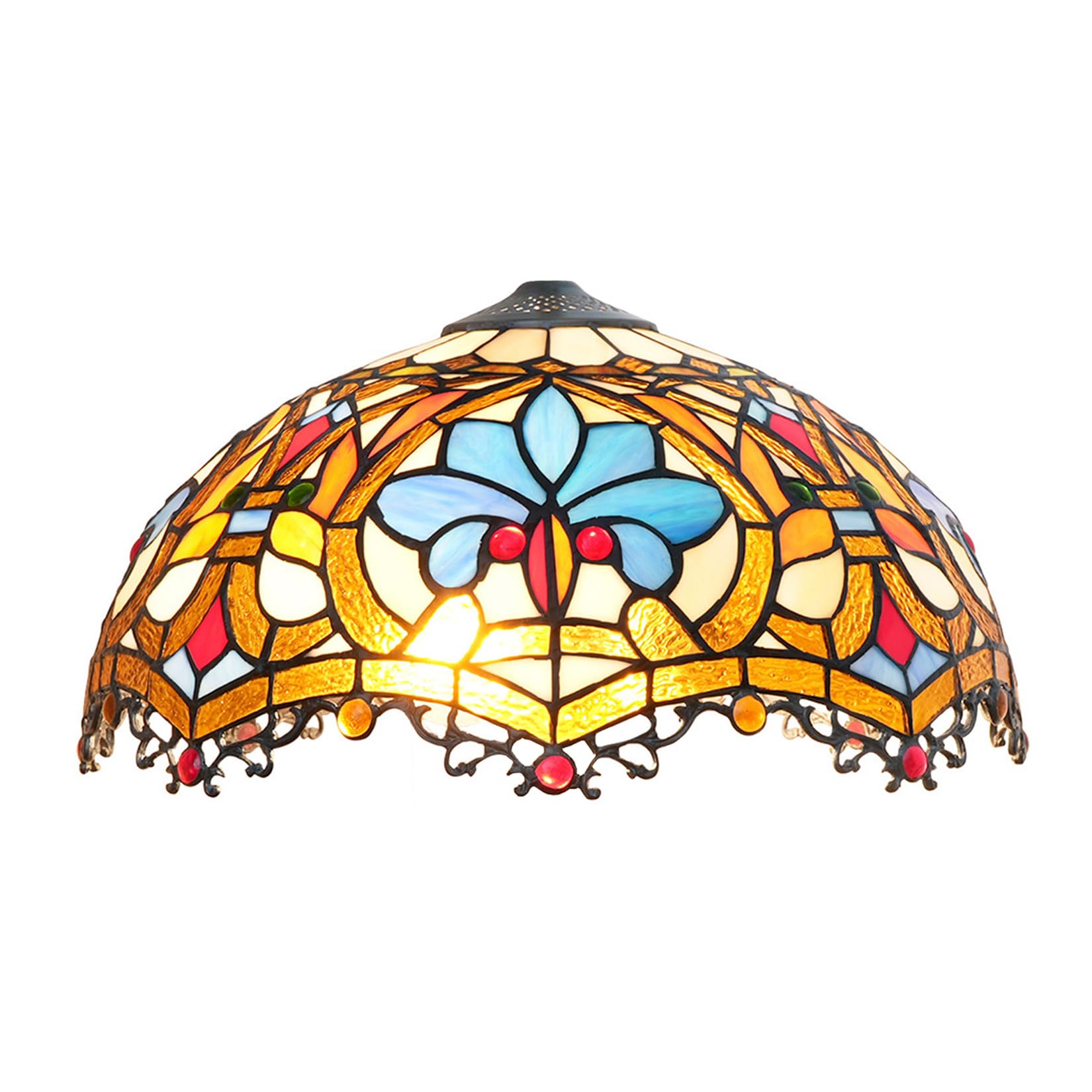 SaryEdge 16 Inch Baroque Stained Glass Lampshades, Tiffany Replacement Lamp Shade, Only Handmade Retro Glass Shade Replacement for Table Lamp Pendant Light Floor Lamp Ceiling Fixture，，