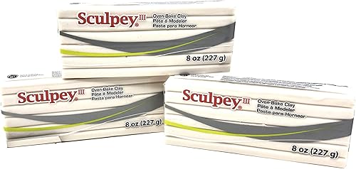 Sculpey III arcilla polimérica para horno, arcilla translúcida, 8 onzas (paquete de 3)