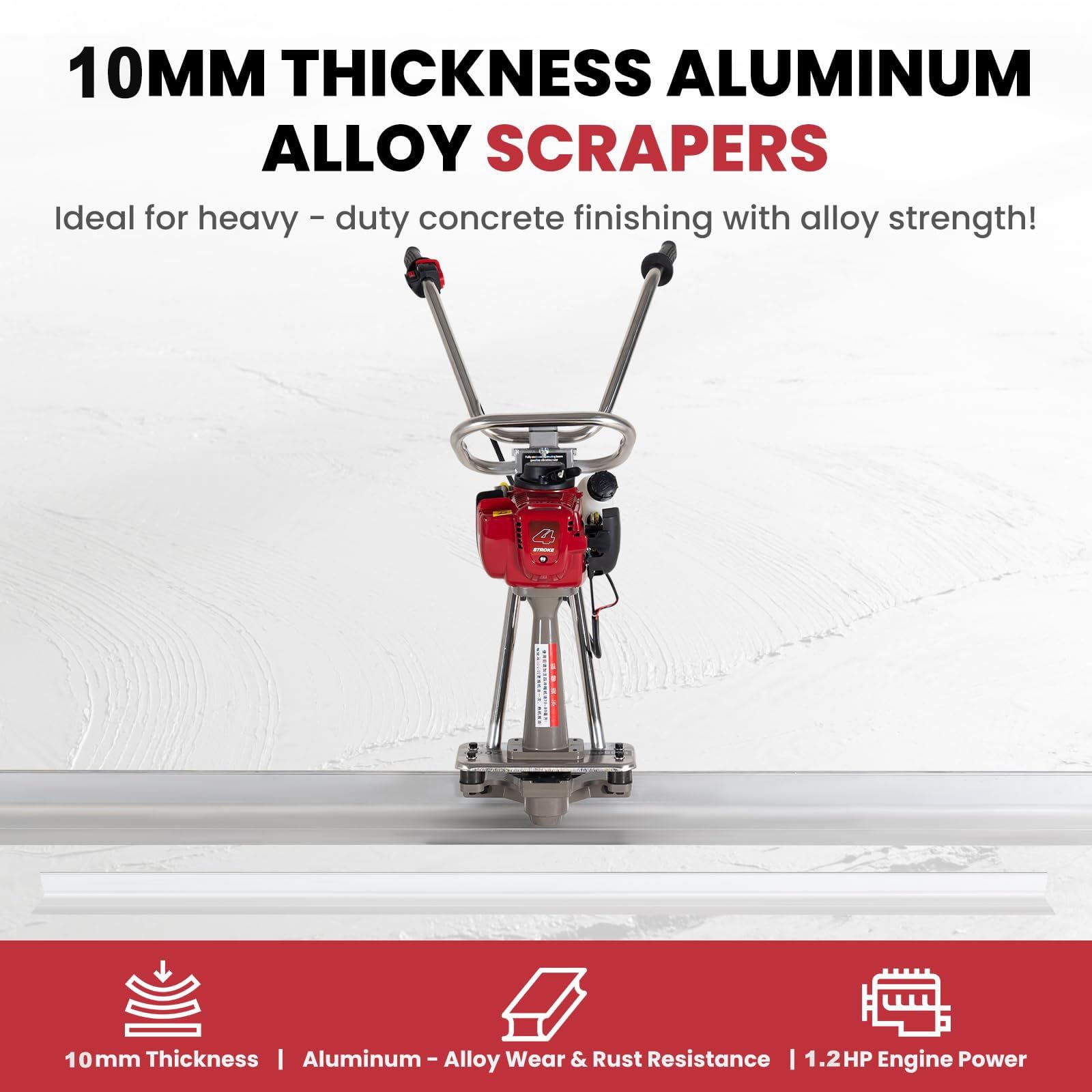 Kit de regla vibratoria para hormigón, herramienta de hormigón con regla de aluminio de 5ft, máquina vibratoria de 4 tiempos para acabado de superficies de cemento en la construcción