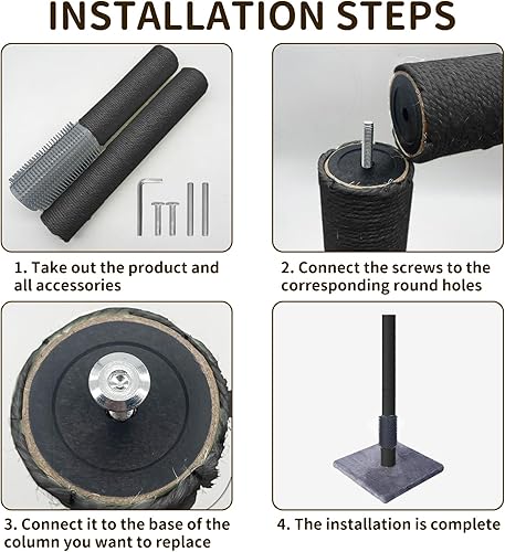 Miniatura 6 de Fhiny Poste rascador de repuesto para gatos con peluquero, extensión de repuesto de sisal natural para gatos, árbol, bricolaje, escalada, perca,