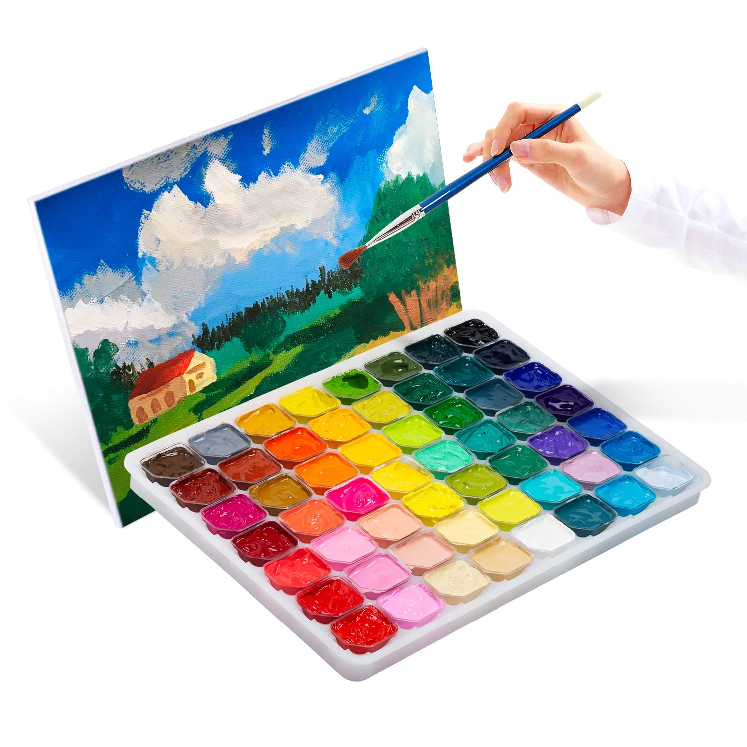 Gouache Paint Set, 56 Colors x 30ml Unique Jelly Cup Design in a Carrying Case, Gouache Paint Perfect for Artists, Students, and Beginners - Image 7