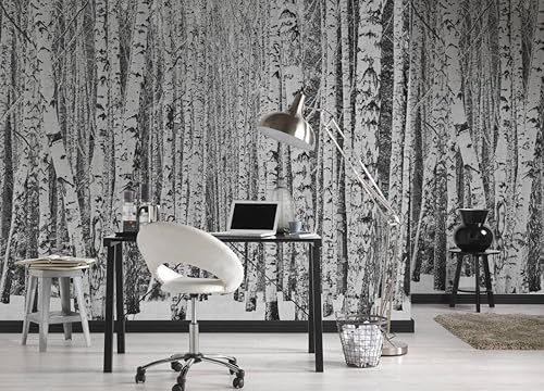 Miniatura 5 de CONCORD WALLCOVERINGS  Papel tapiz de pared Nature para dormitorio, árboles y bosques, blanco y negro, 146 pulgadas de ancho x 110 pulgadas de alto,