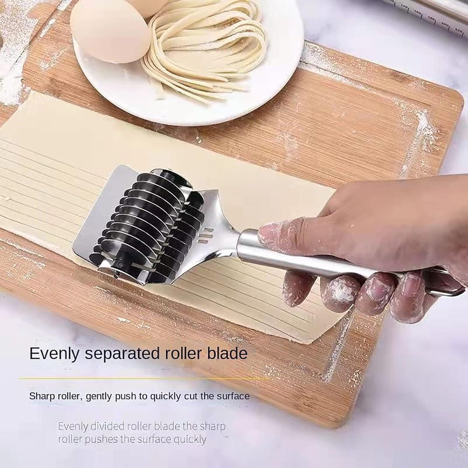 Manual Pasta Cutter Stainless Steel Roller Noodle Maker Fast Food Dough Cut Tools Shallot Cutter Kitchen Cooking Tools 2pcs