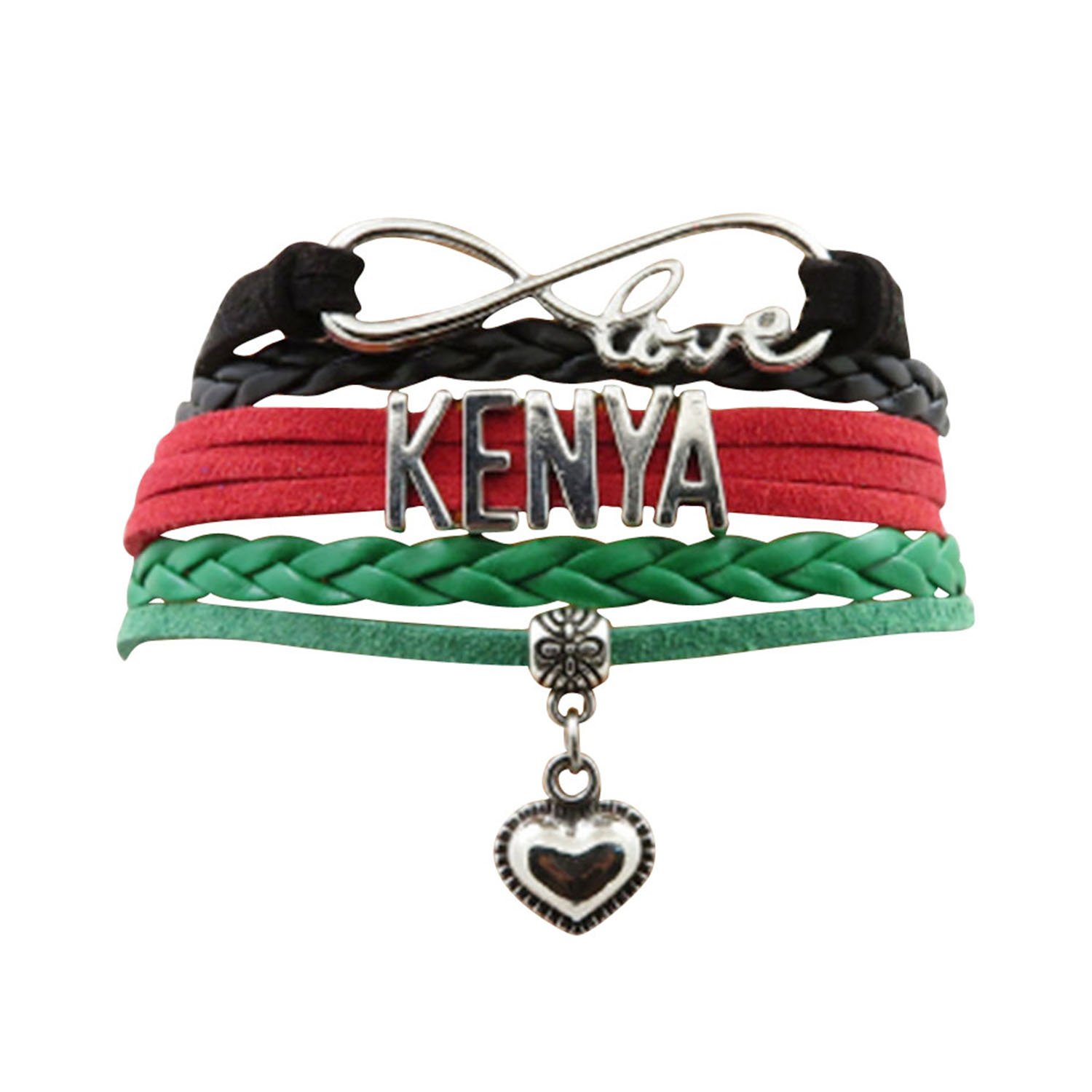 AccessCube Customized Unisex Infinity Leather Metal Country Flag Bracelet Wristband Cuff