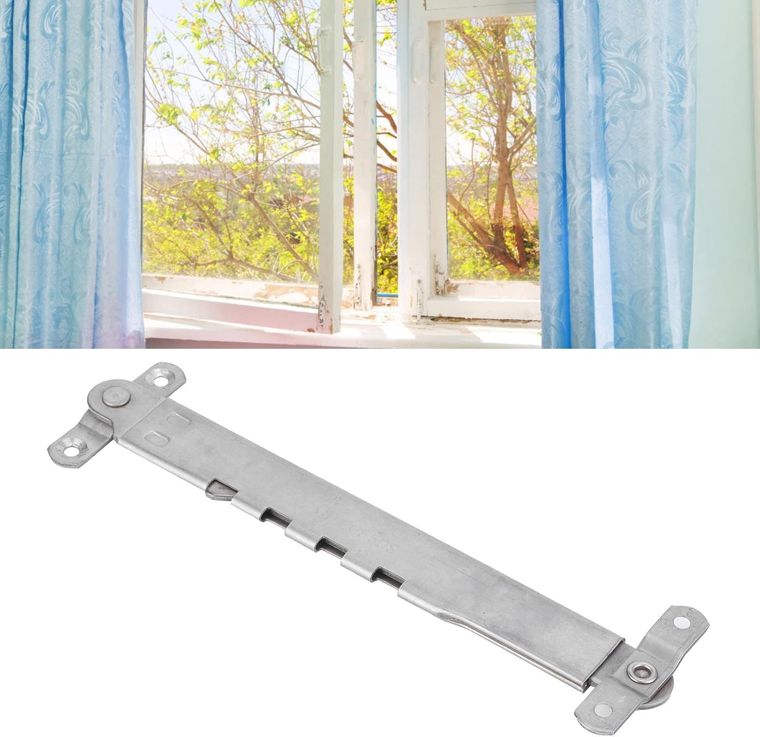 Limitador de Ventana, Ajustable Soporte Ventana Restrictor Refuerzo Ventana Soporte Abatible Telescópico Acero Inoxidable Puntal Ventana Externo Prueba Viento 28x6cm/11,0x2,4in (2 Pcs)
