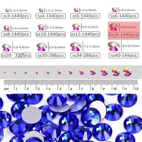 Miniatura 5 de Dowarm 1440 diamantes de imitación SS16 con parte trasera plana, diamantes de imitación de cristal con parte trasera plana de 0.157 in para